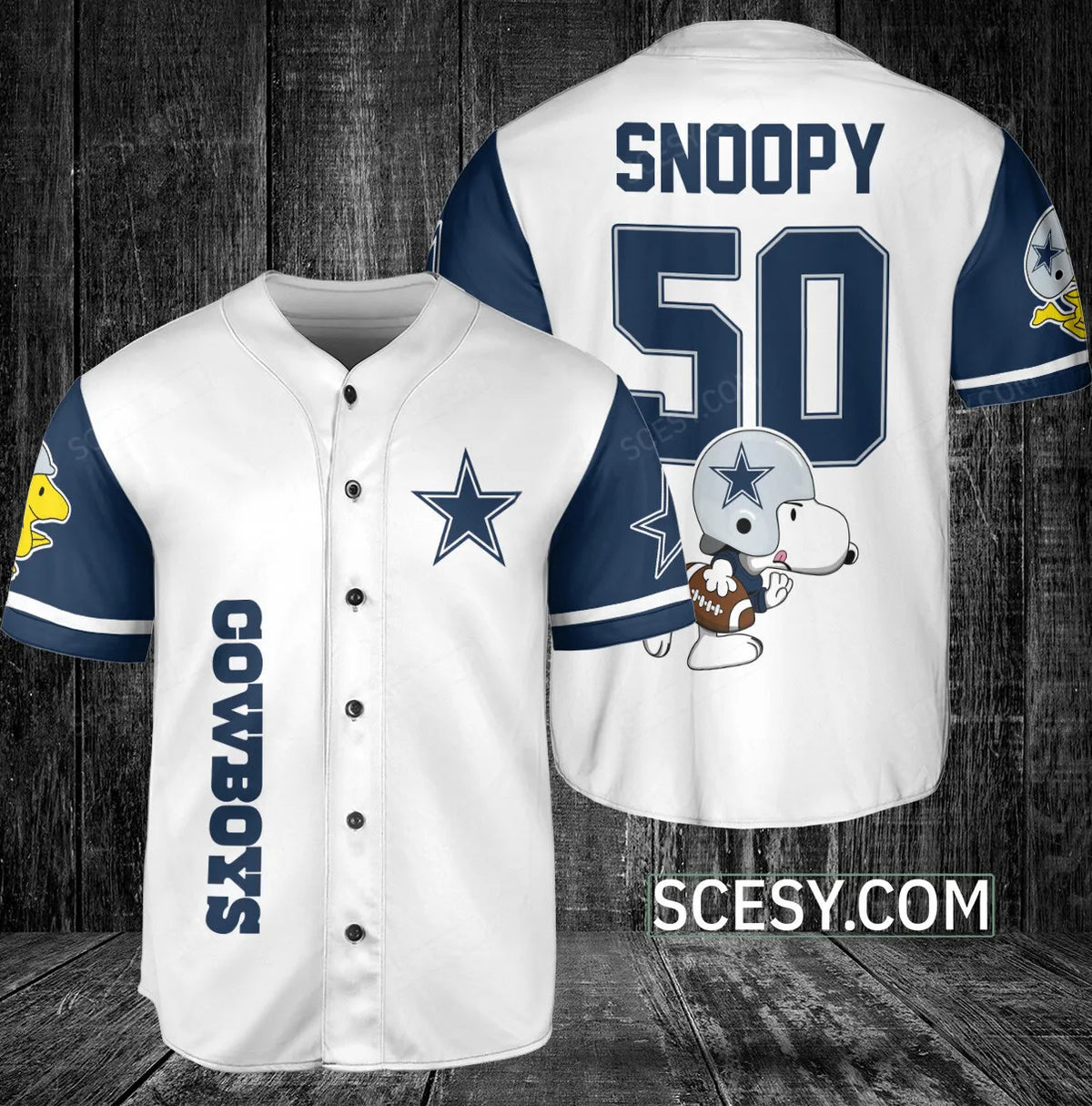 Dallas Cowboys Snoopy Baseball Jersey White
