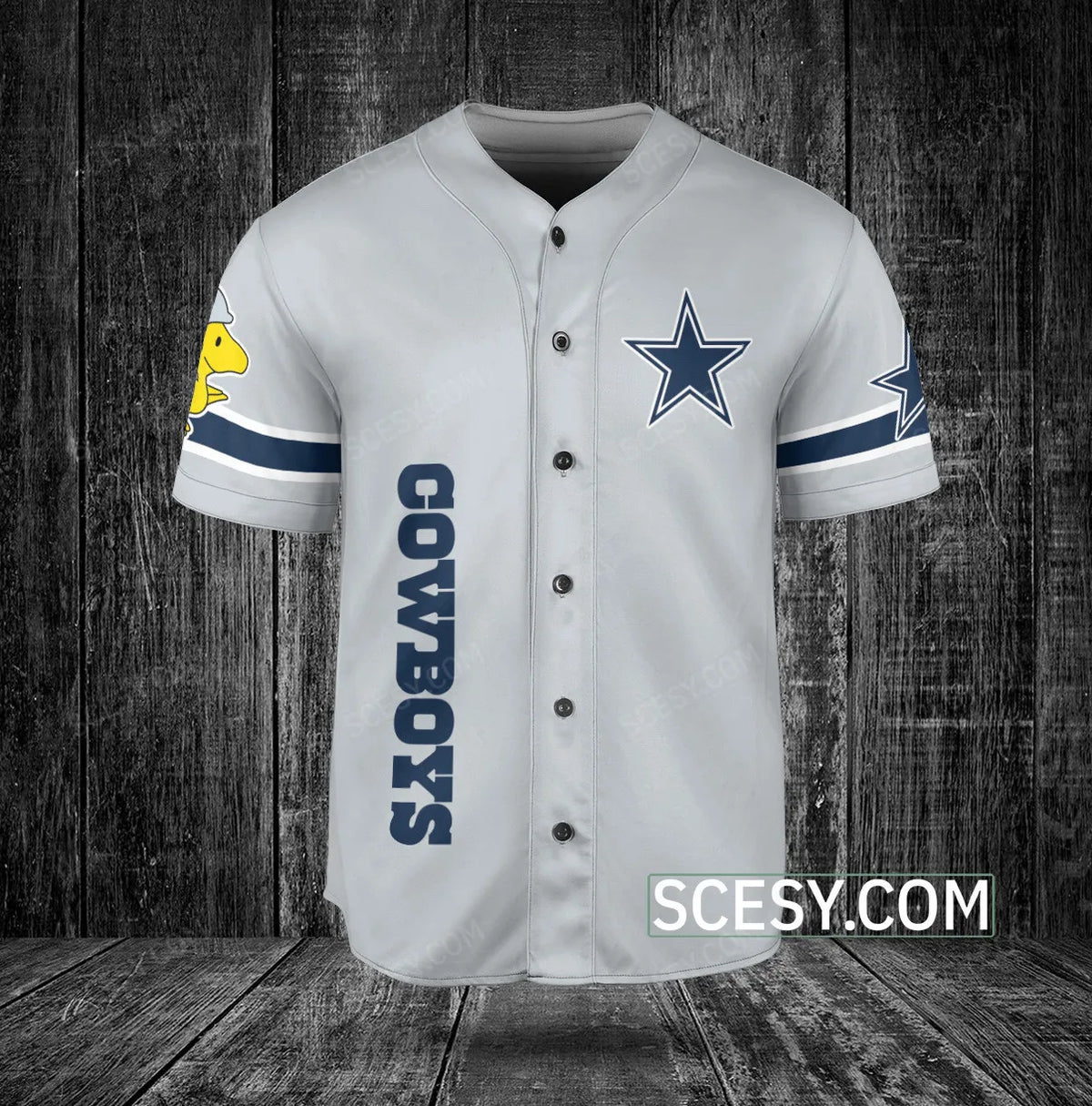 Dallas Cowboys Snoopy Baseball Jersey Gray