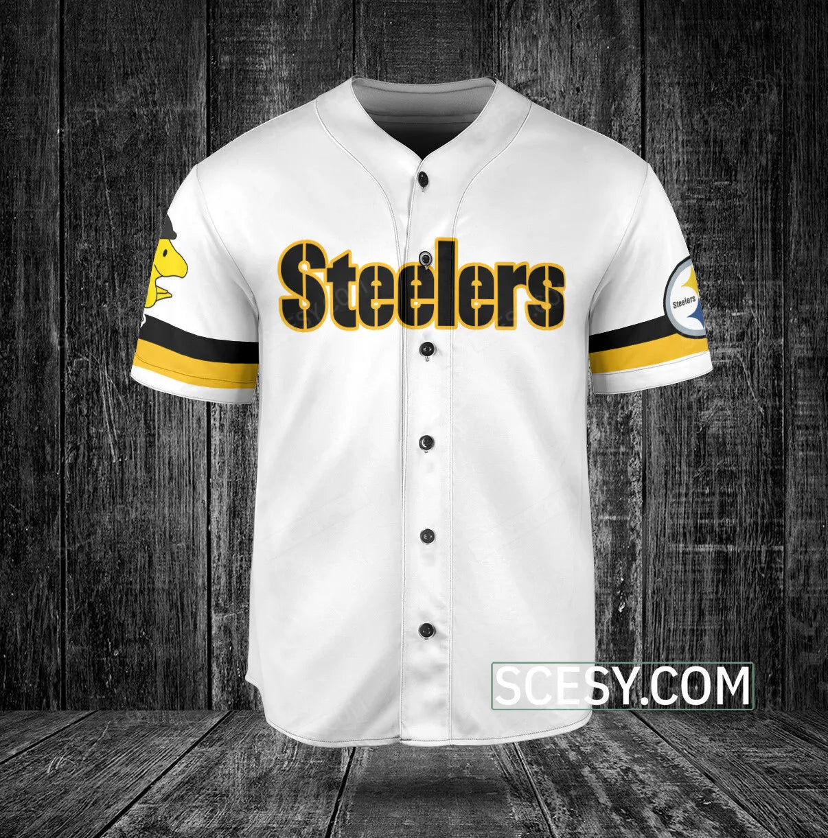 Pittsburgh Steelers Snoopy Baseball Jersey White