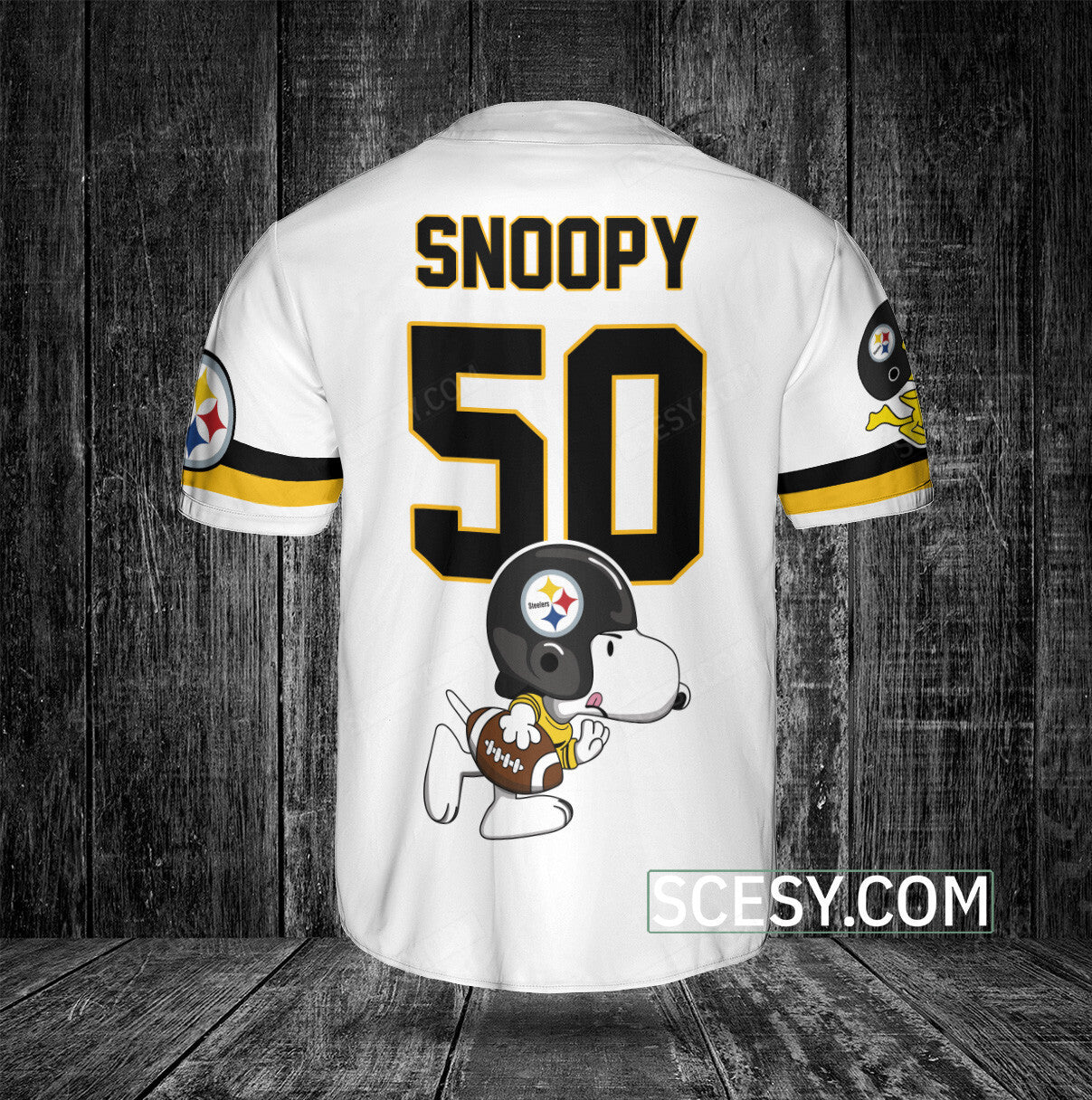 Pittsburgh Steelers Snoopy Baseball Jersey White