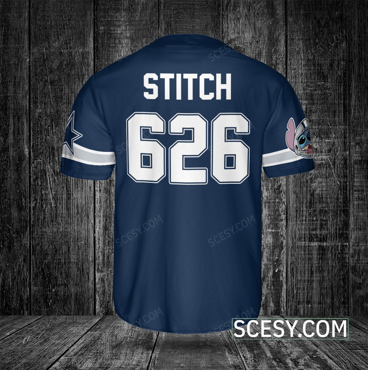 Dallas Cowboys Lilo & Stitch Baseball Jersey Navy