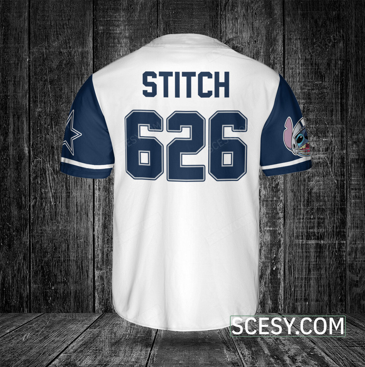 Dallas Cowboys Lilo & Stitch Baseball Jersey White