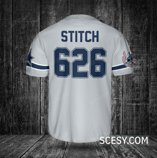 Dallas Cowboys Lilo & Stitch Baseball Jersey Gray