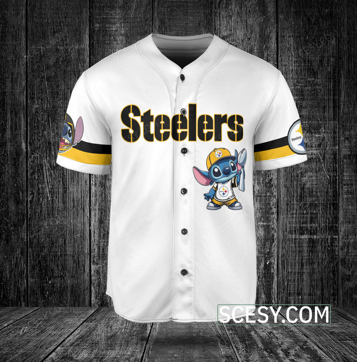 Pittsburgh Steelers Lilo And Stitch Champions Baseball Jersey White