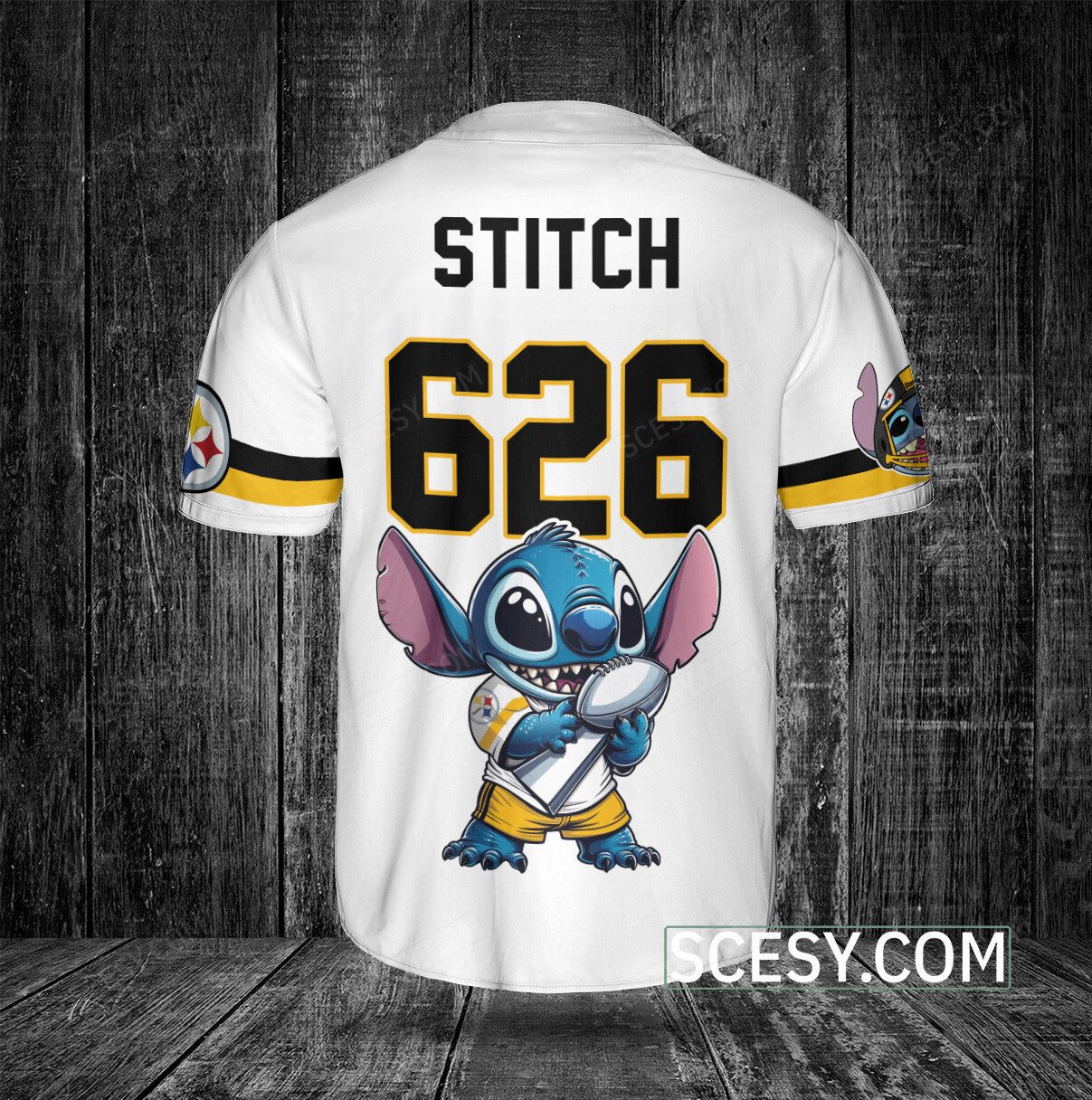 Pittsburgh Steelers Lilo And Stitch Champions Baseball Jersey White