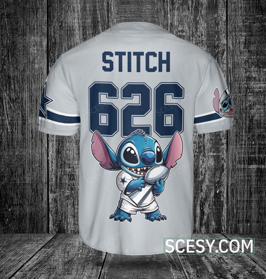 Dallas Cowboys Lilo & Stitch Champions Baseball Jersey Gray
