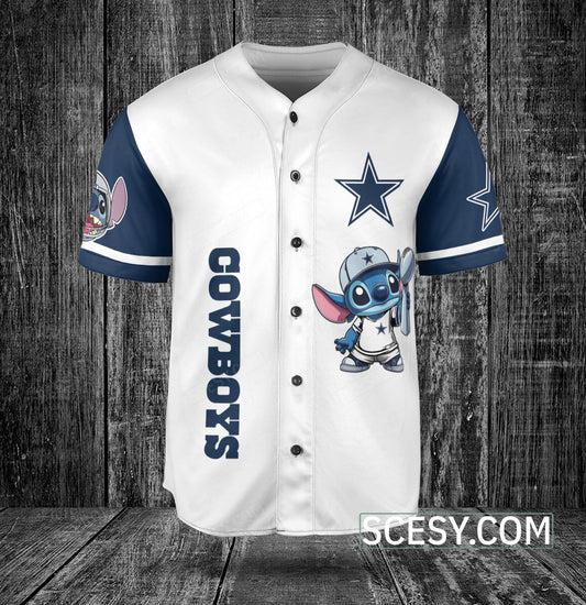 Dallas Cowboys Lilo & Stitch Champions Baseball Jersey White