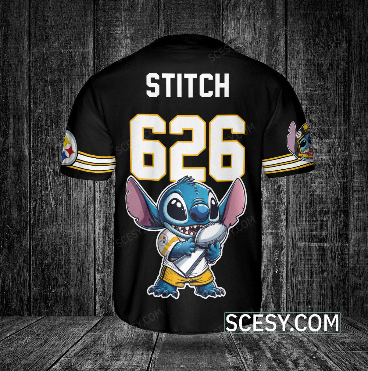 Pittsburgh Steelers Lilo And Stitch Champions Baseball Jersey Black