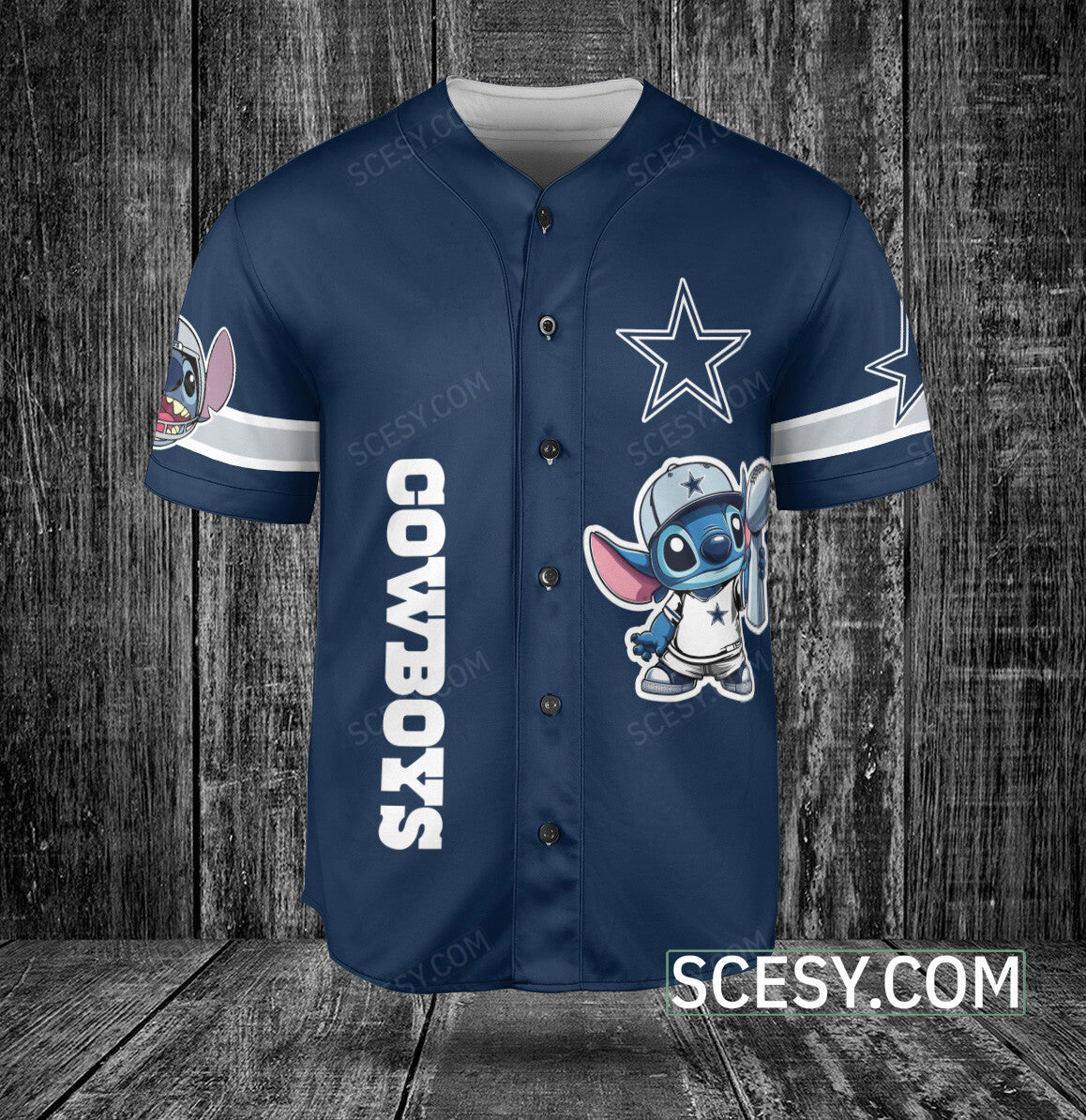 Dallas Cowboys Lilo & Stitch Champions Baseball Jersey Navy