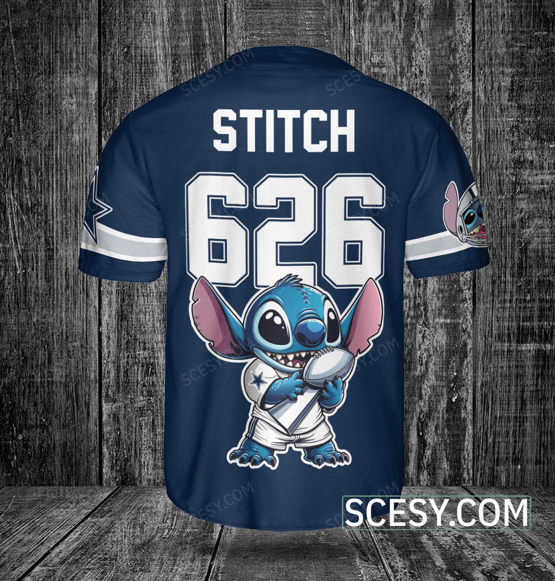 Dallas Cowboys Lilo & Stitch Champions Baseball Jersey Navy