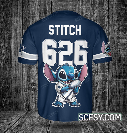 Dallas Cowboys Lilo & Stitch Champions Baseball Jersey Navy