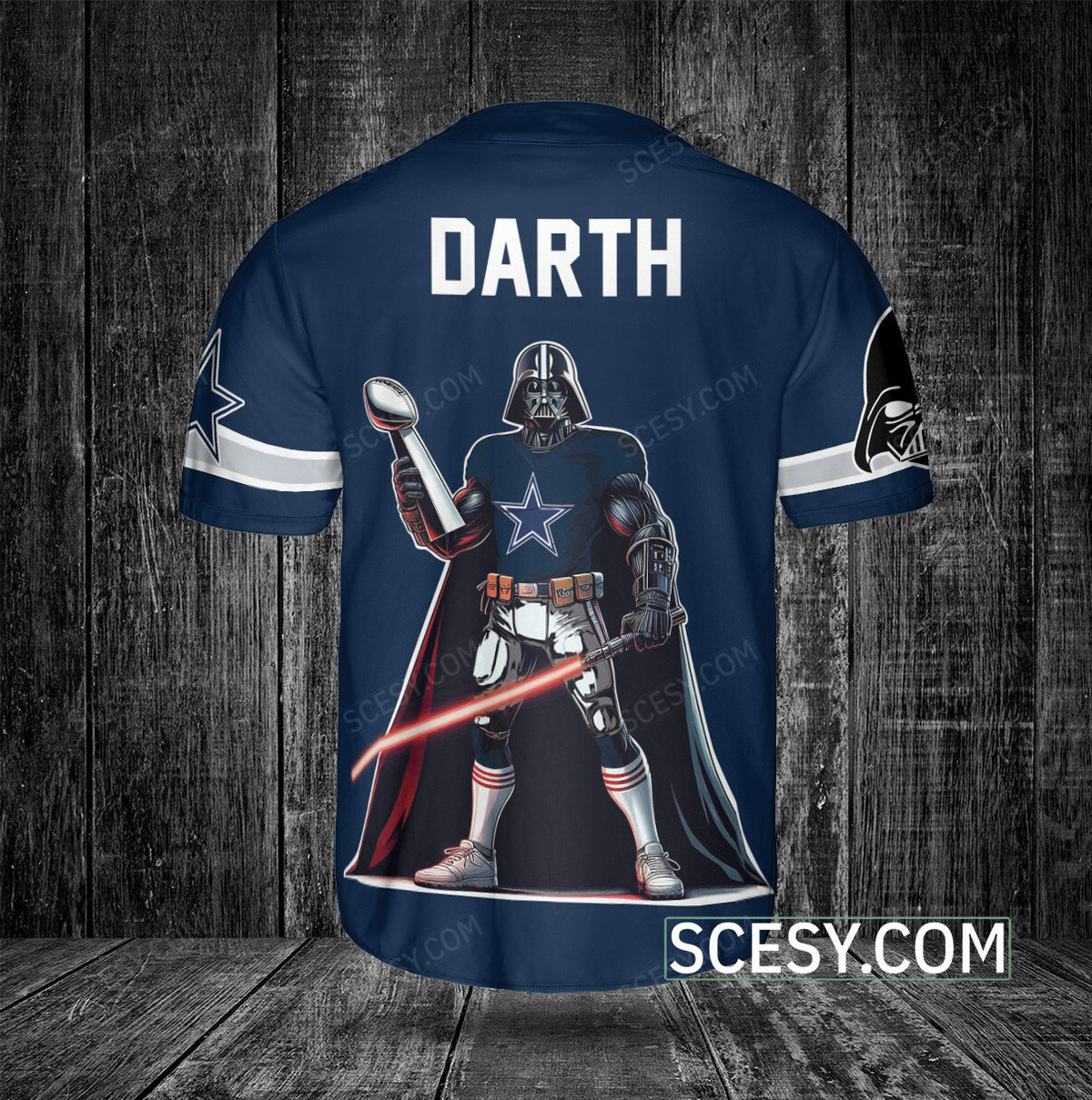 Dallas Cowboys Darth Vader Baseball Jersey Navy