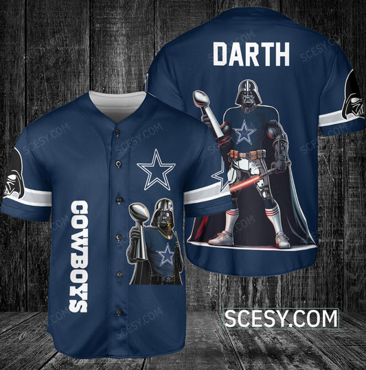 Dallas Cowboys Darth Vader Baseball Jersey Navy
