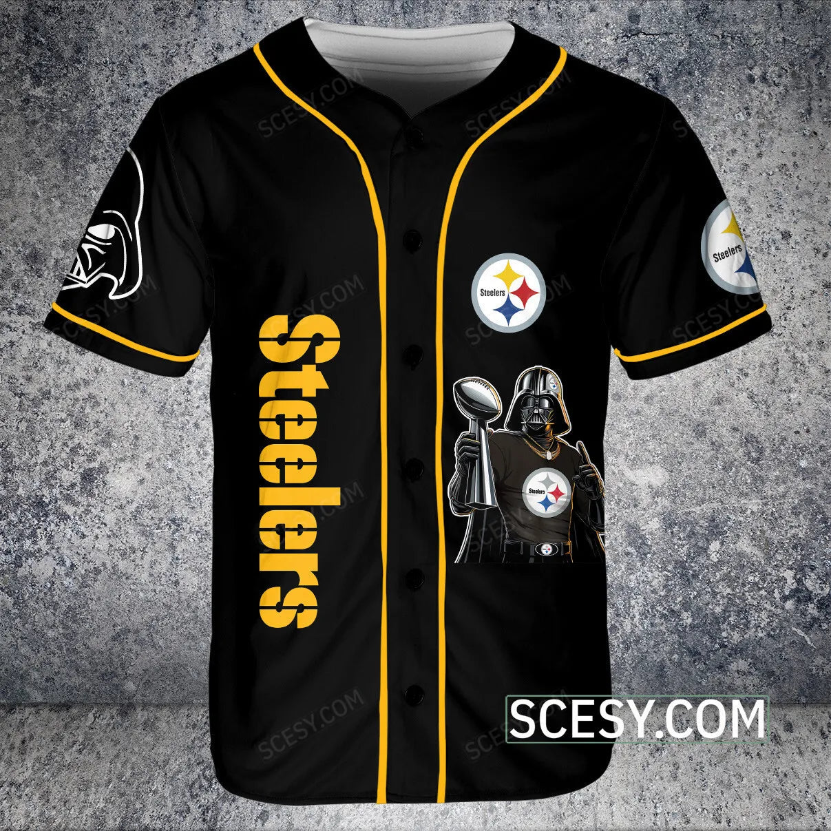Pittsburgh Steelers Darth Vader Baseball Jersey Black Piping