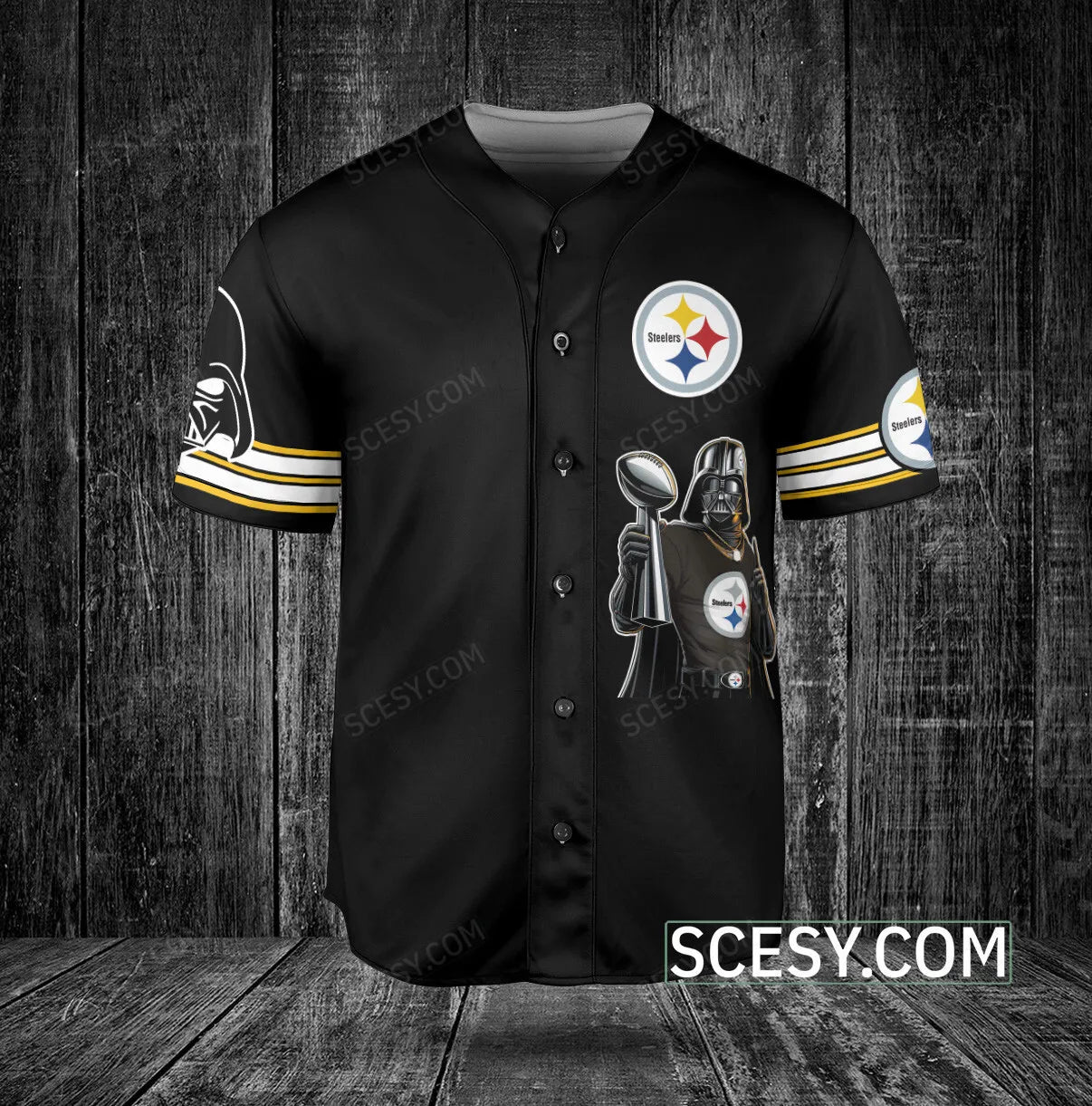 Pittsburgh Steelers Darth Vader Baseball Jersey Black