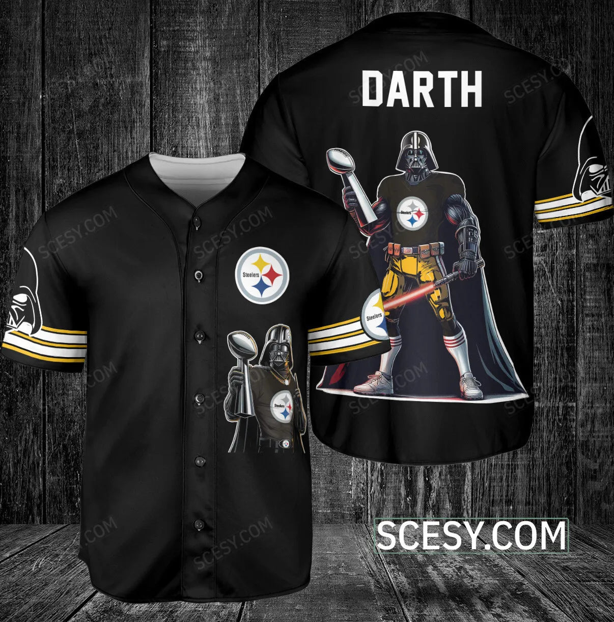 Pittsburgh Steelers Darth Vader Baseball Jersey Black