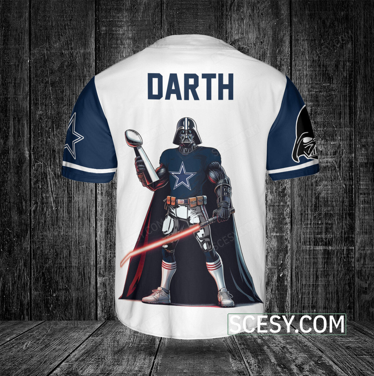 Dallas Cowboys Darth Vader Baseball Jersey White