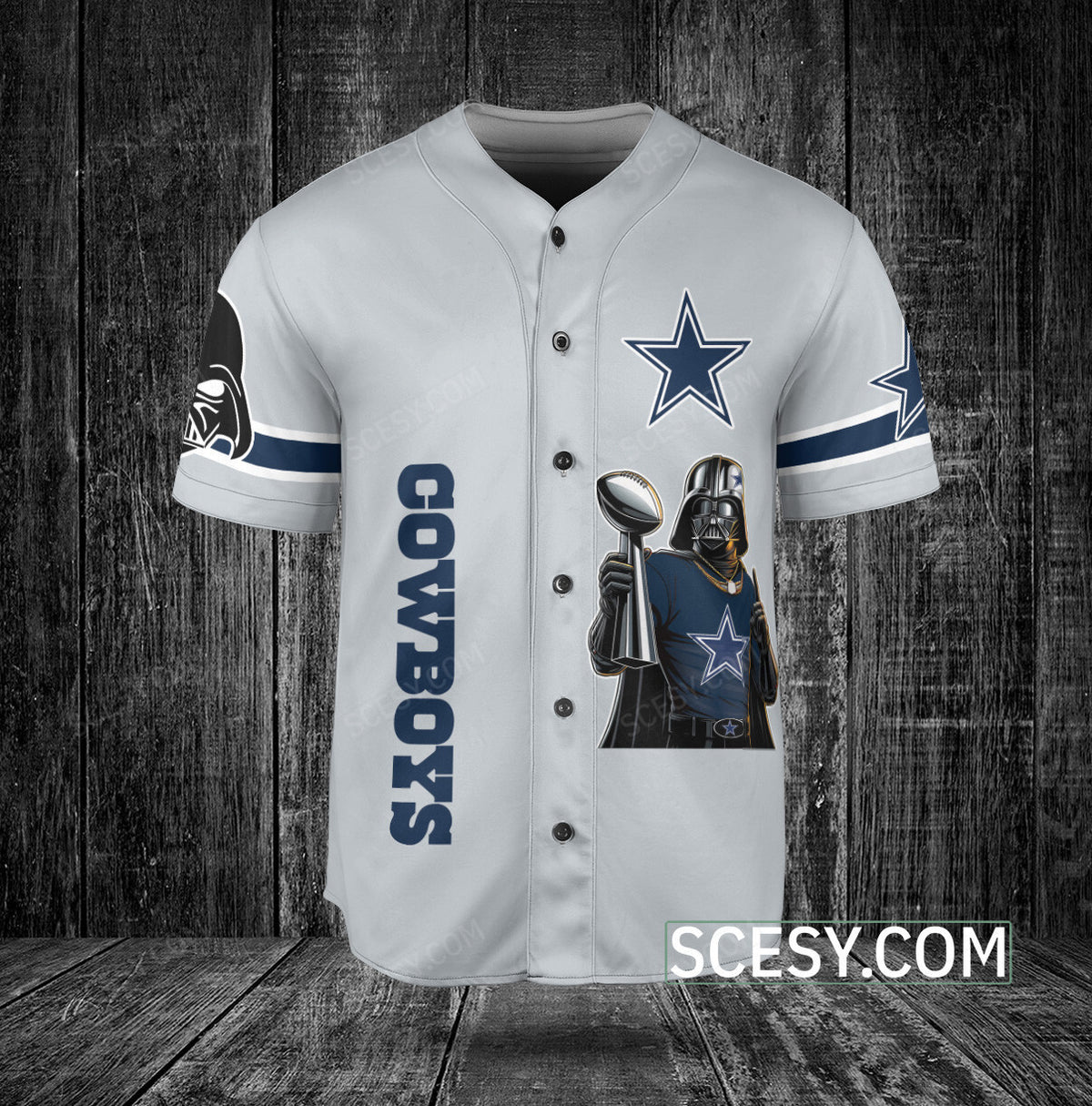 Dallas Cowboys Darth Vader Baseball Jersey Gray