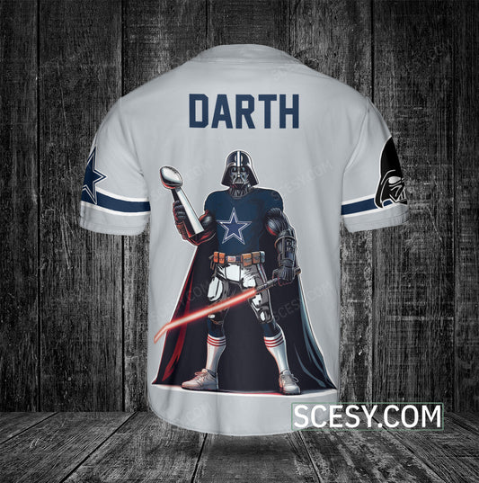 Dallas Cowboys Darth Vader Baseball Jersey Gray