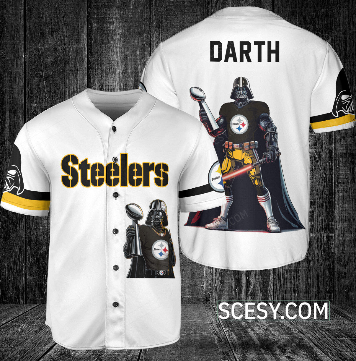 Pittsburgh Steelers Darth Vader Baseball Jersey White