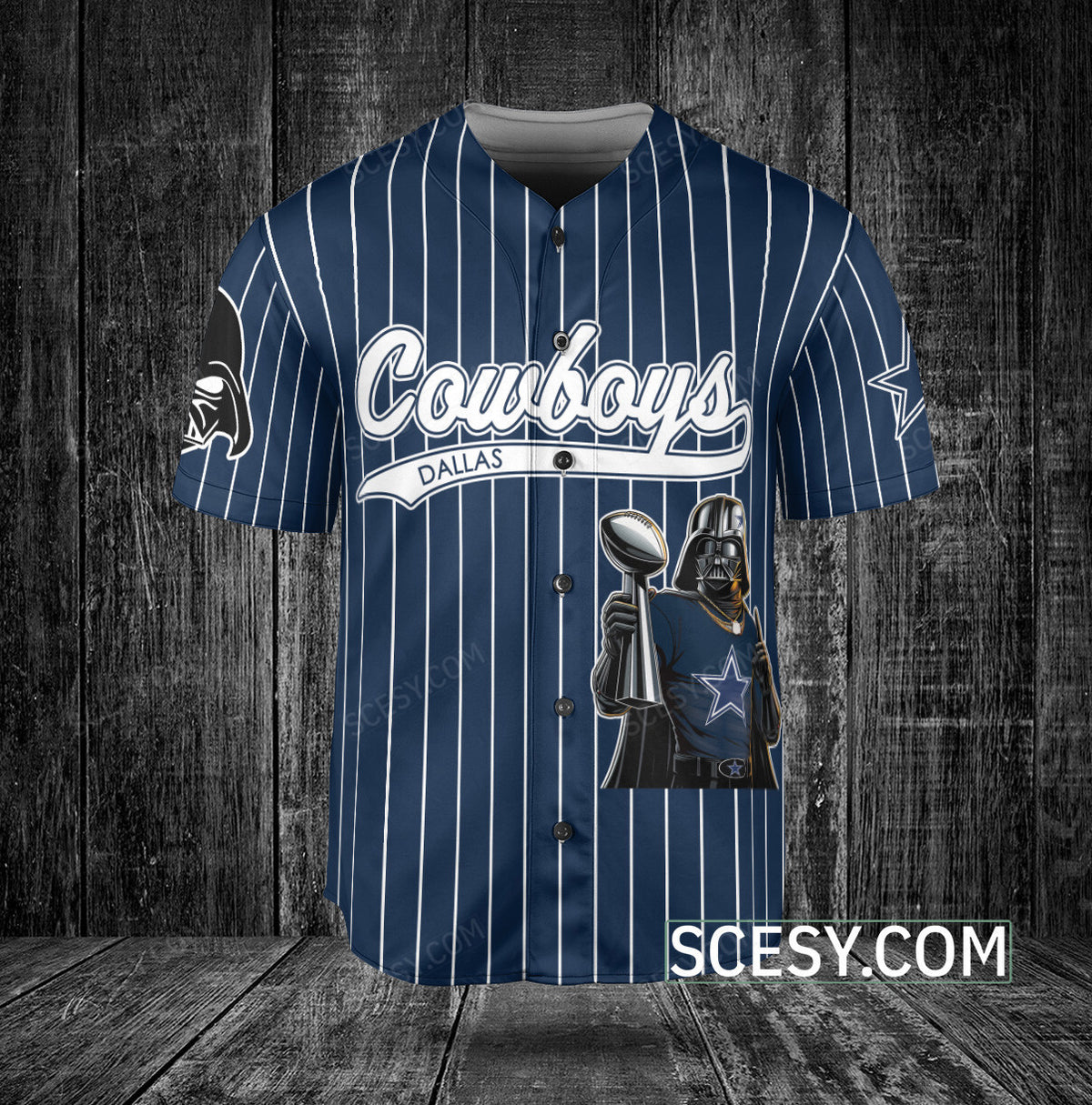 Dallas Cowboys Darth Vader Baseball Jersey Navy Striped