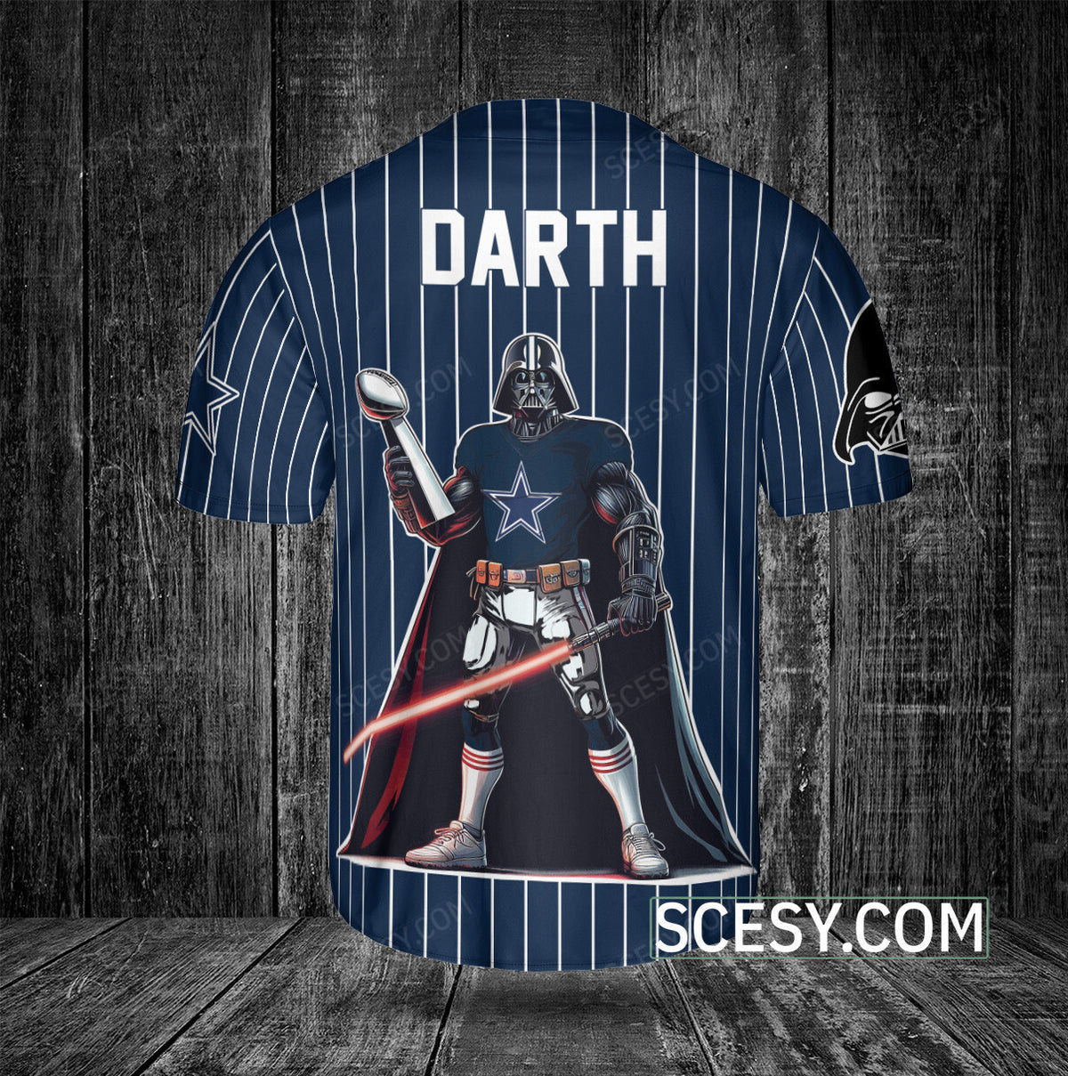 Dallas Cowboys Darth Vader Baseball Jersey Navy Striped