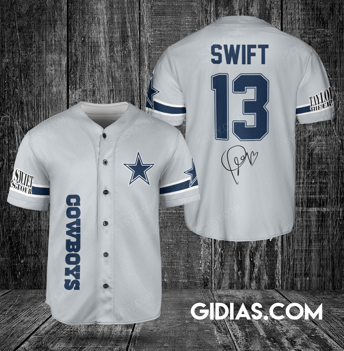 Dallas Cowboys Taylor Swift Baseball Jersey Silver Number #13