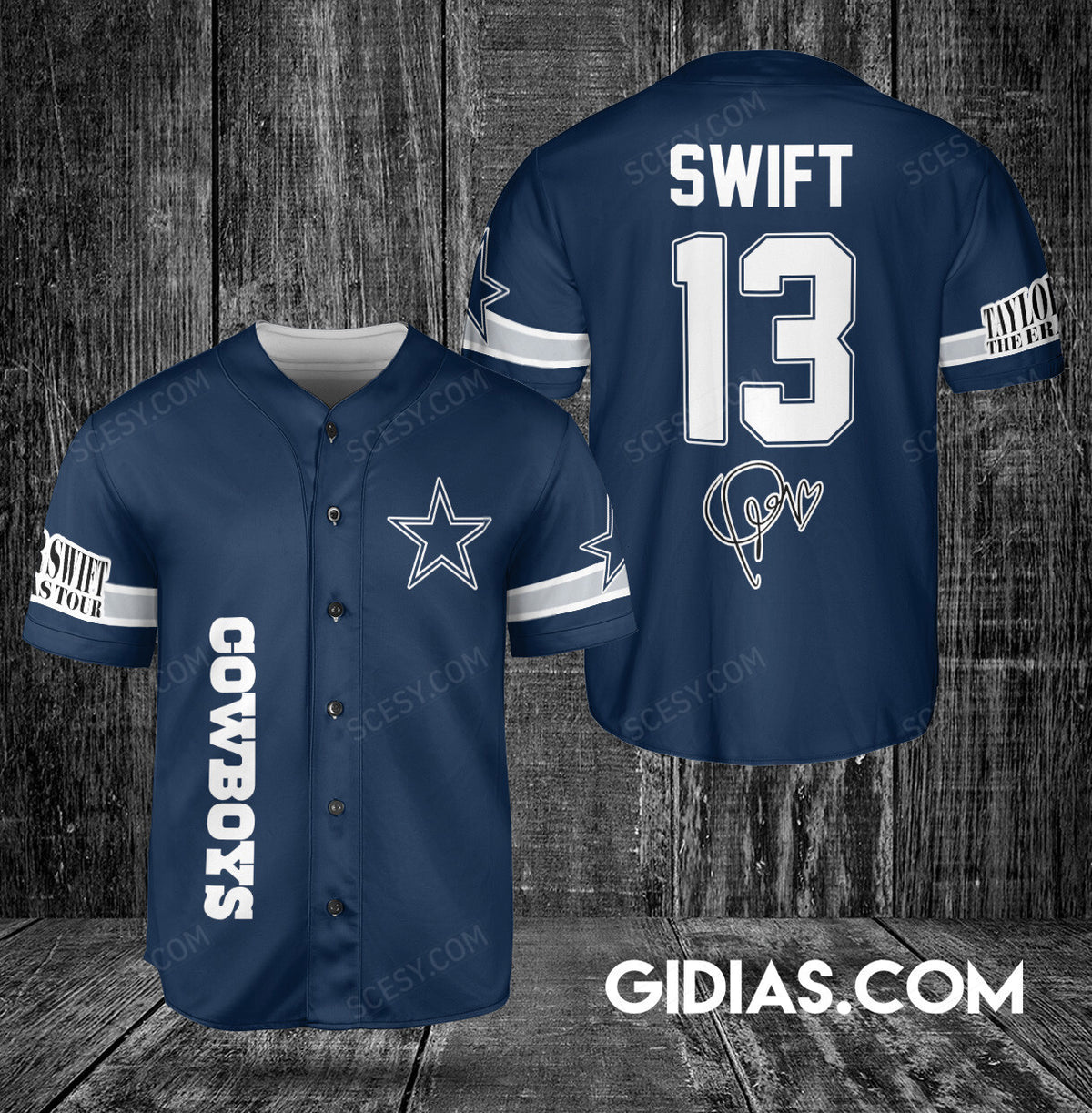 Dallas Cowboys Taylor Swift Baseball Jersey Navy Number #13