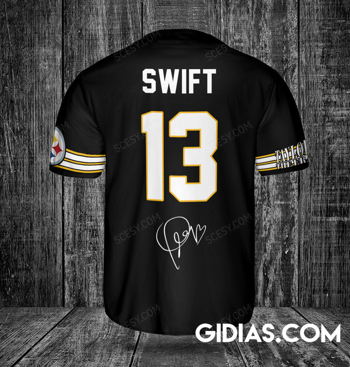 Pittsburgh Steelers Taylor Swift Baseball Jersey Black Number #13