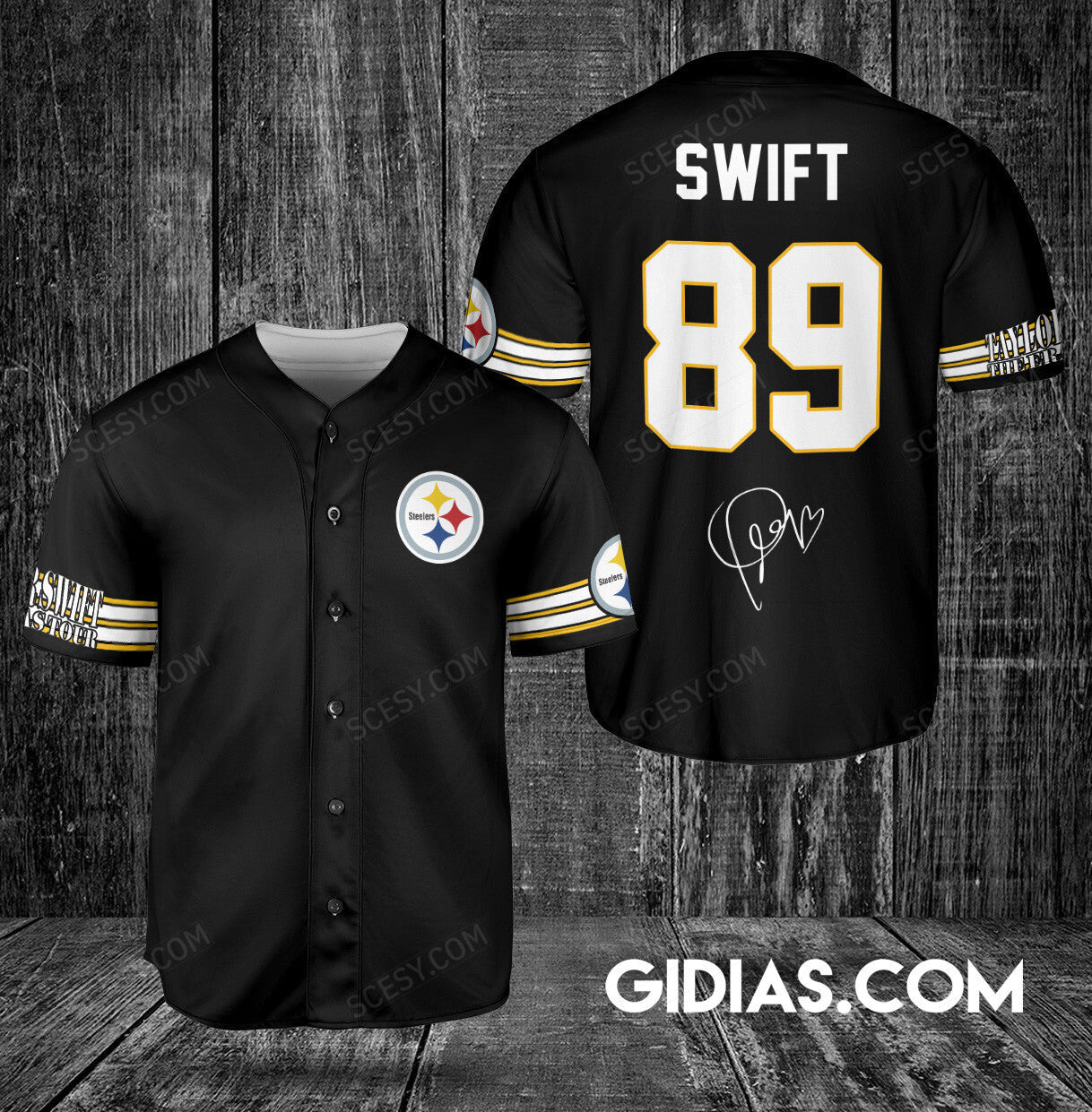 Pittsburgh Steelers Taylor Swift Baseball Jersey Black Number #89