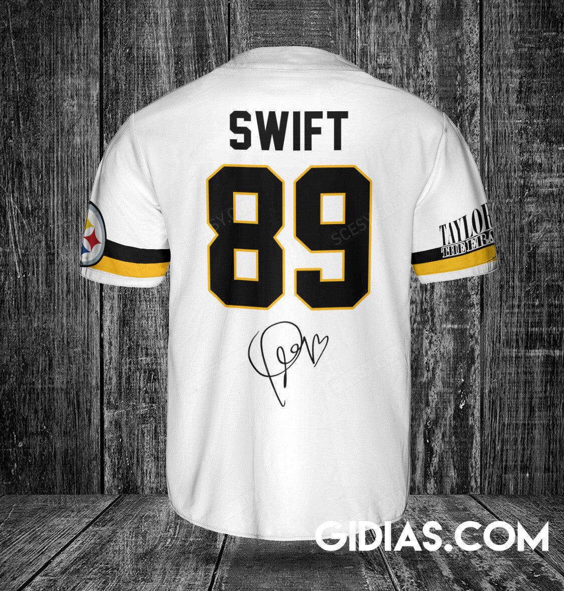 Pittsburgh Steelers Taylor Swift Baseball Jersey White Number #89