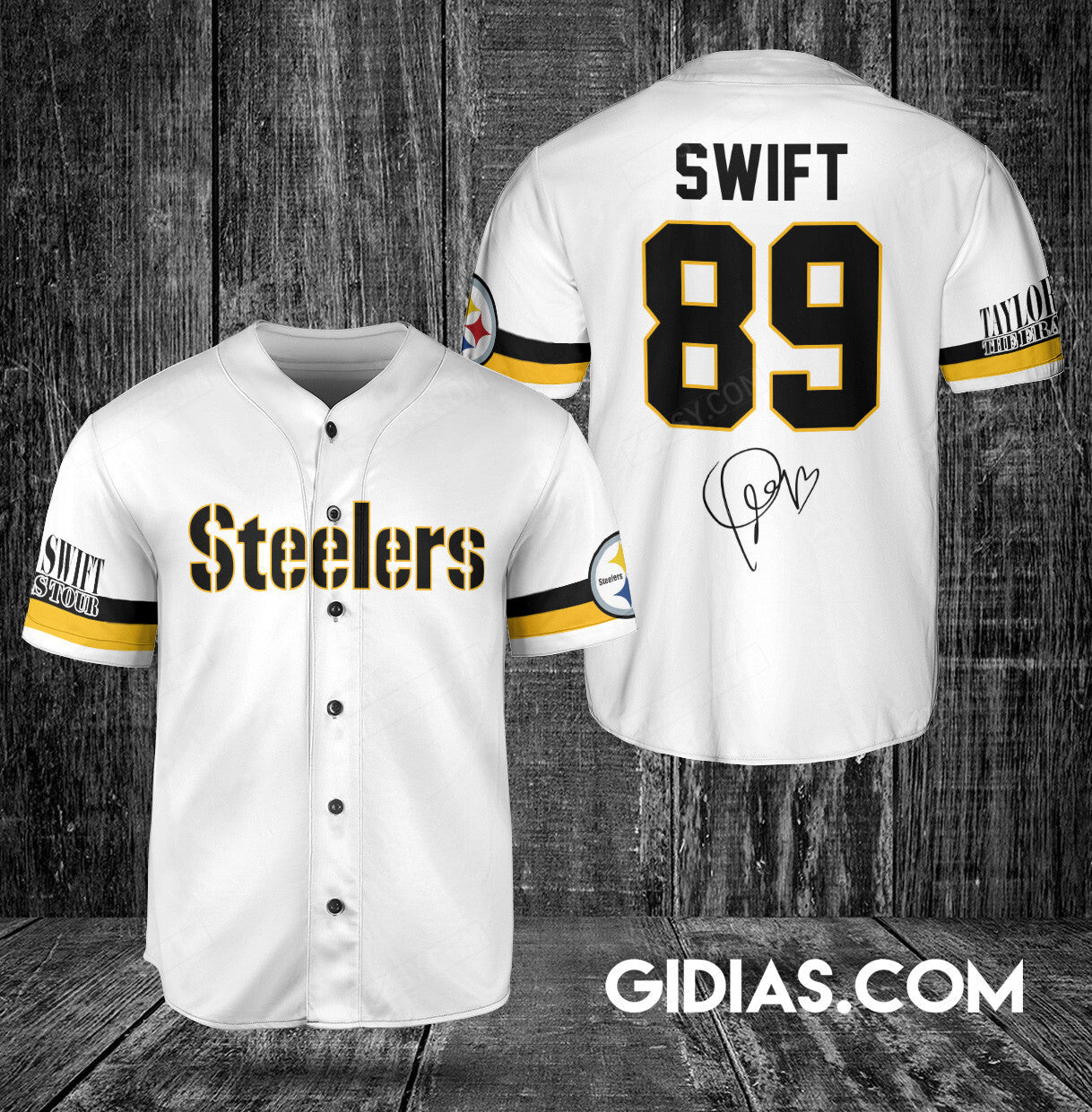 Pittsburgh Steelers Taylor Swift Baseball Jersey White Number #89