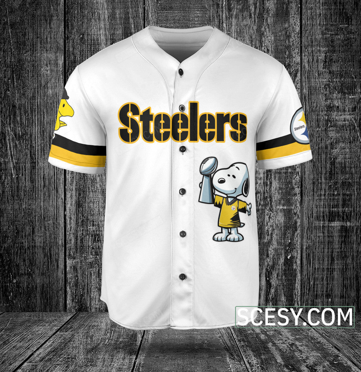 Pittsburgh Steelers Peanut Snoopy Baseball Jersey White