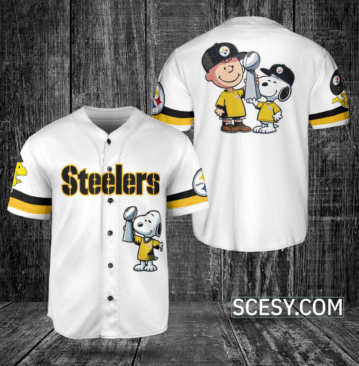 Pittsburgh Steelers Peanut Snoopy Baseball Jersey White