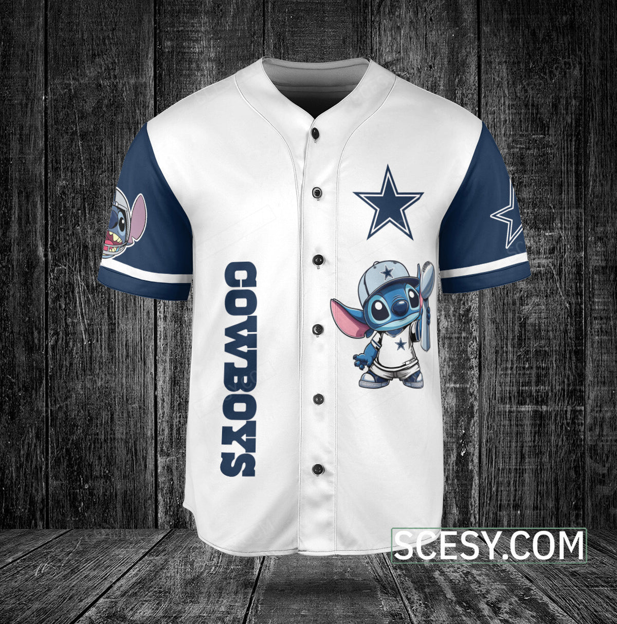 Dallas Cowboys Lilo & Stitch Baseball Jersey White (2)