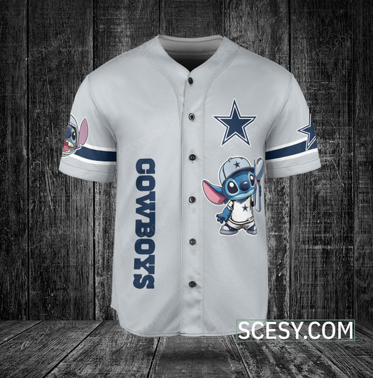 Dallas Cowboys Lilo & Stitch Baseball Jersey Gray (2)