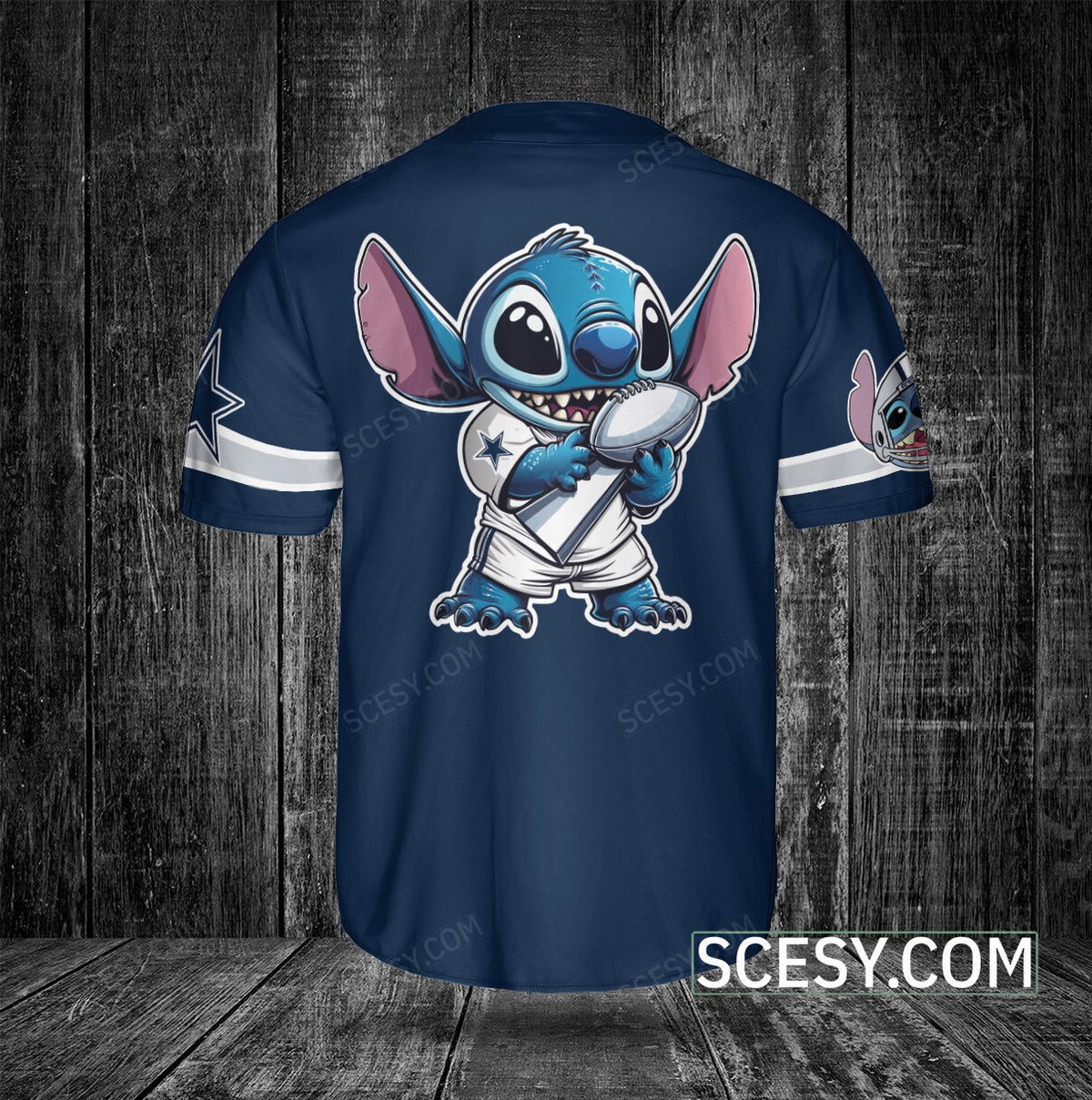 Dallas Cowboys Lilo & Stitch Baseball Jersey Navy (2)