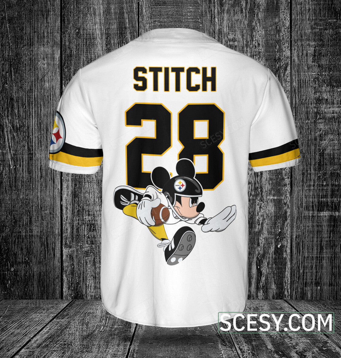 Pittsburgh Steelers Mickey Baseball Jersey White