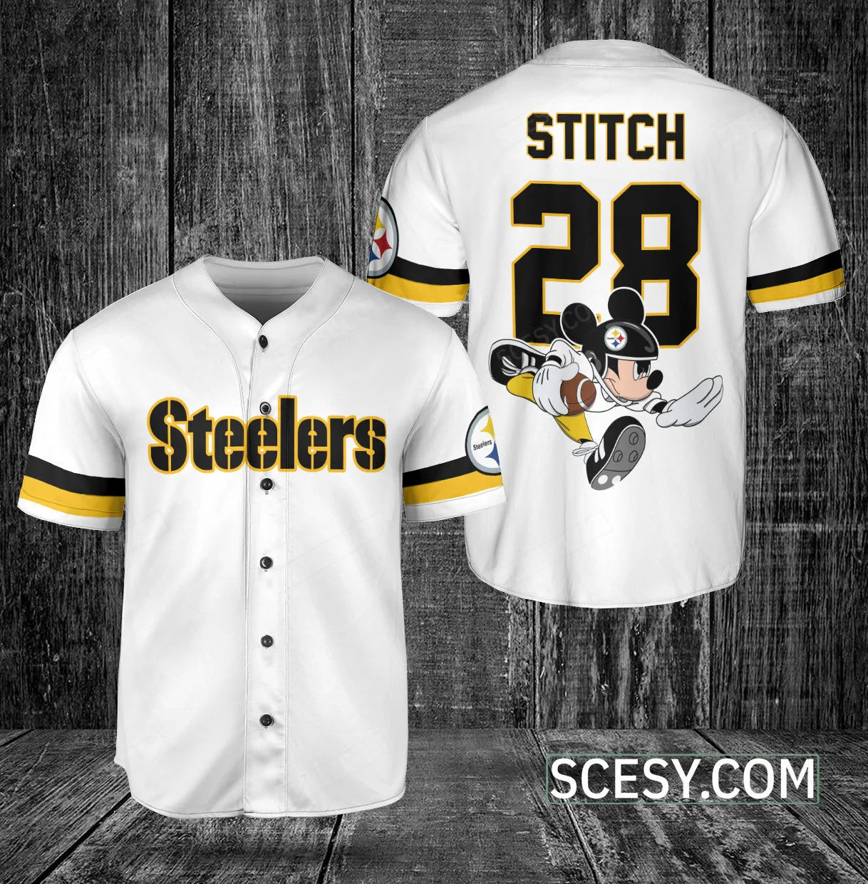 Pittsburgh Steelers Mickey Baseball Jersey White