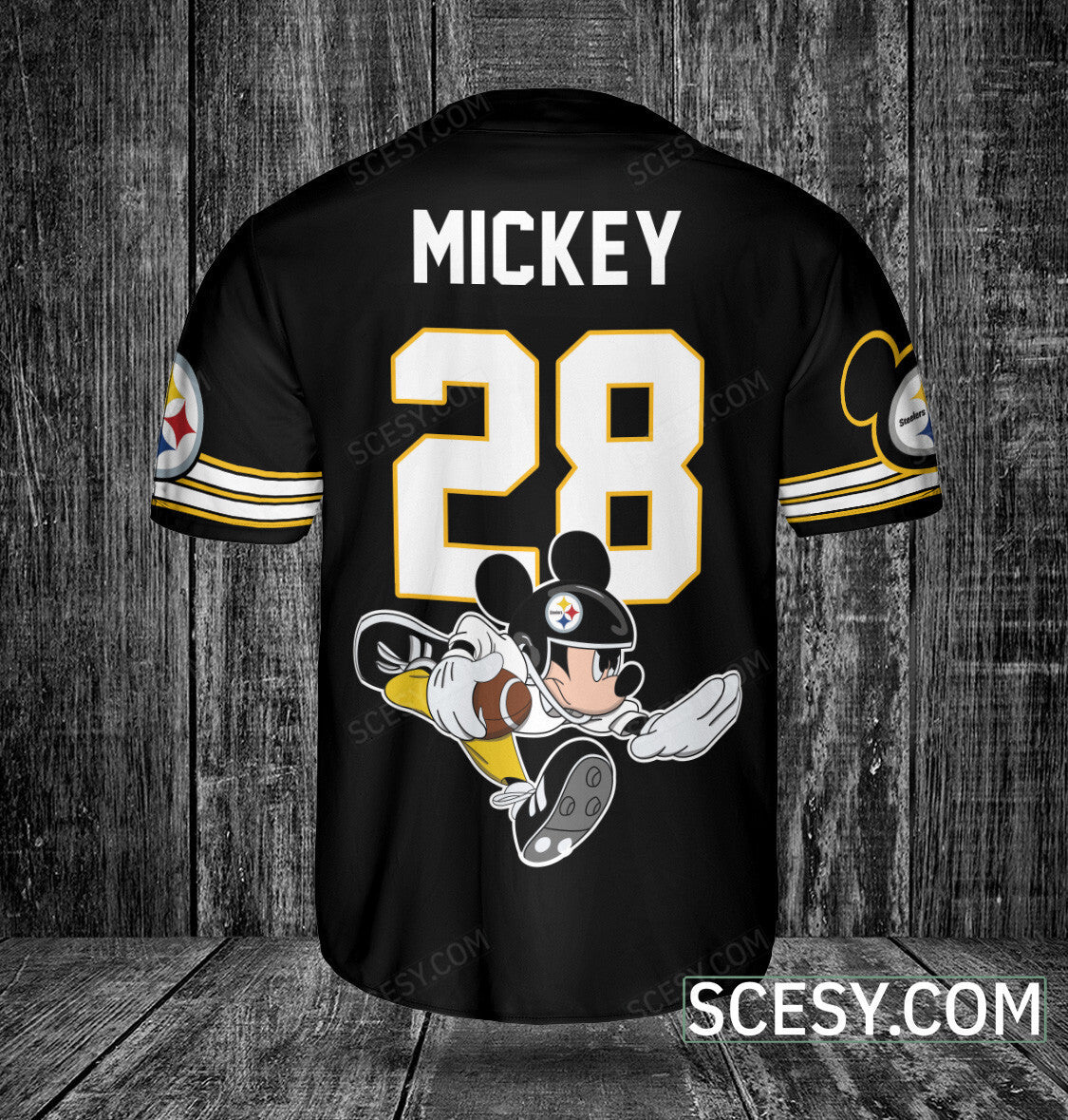 Pittsburgh Steelers Mickey Baseball Jersey Black