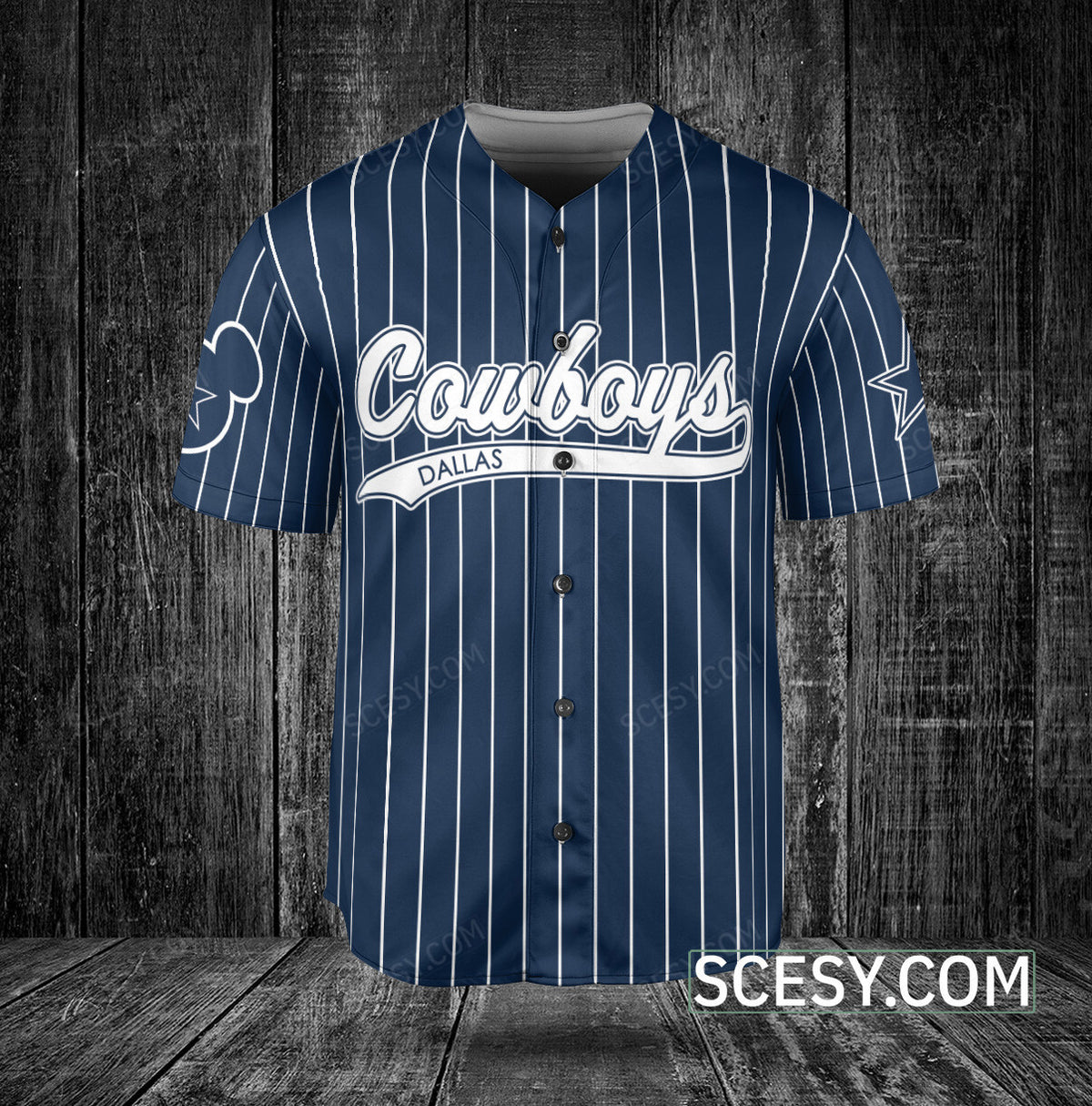 Dallas Cowboys Mickey Baseball Jersey Navy Striped