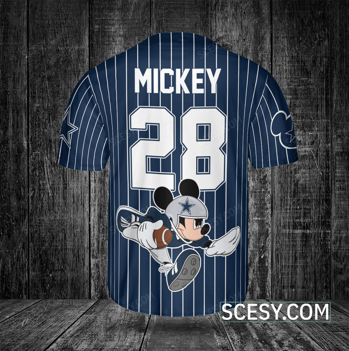 Dallas Cowboys Mickey Baseball Jersey Navy Striped