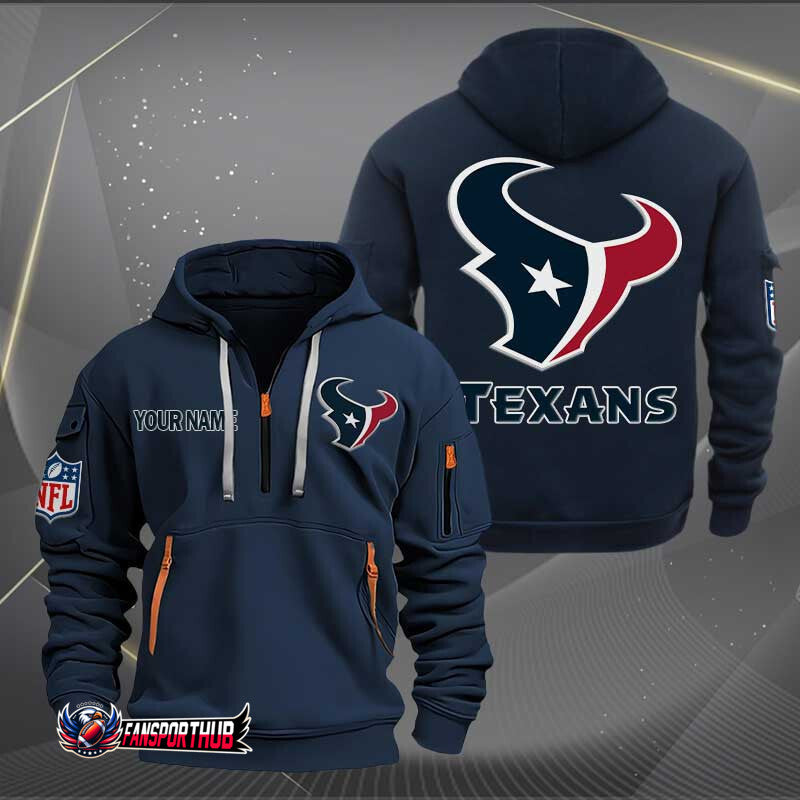 Houston Texans New Personalized Quarter Zip Hoodie Limited Edition AZBTQZH000209