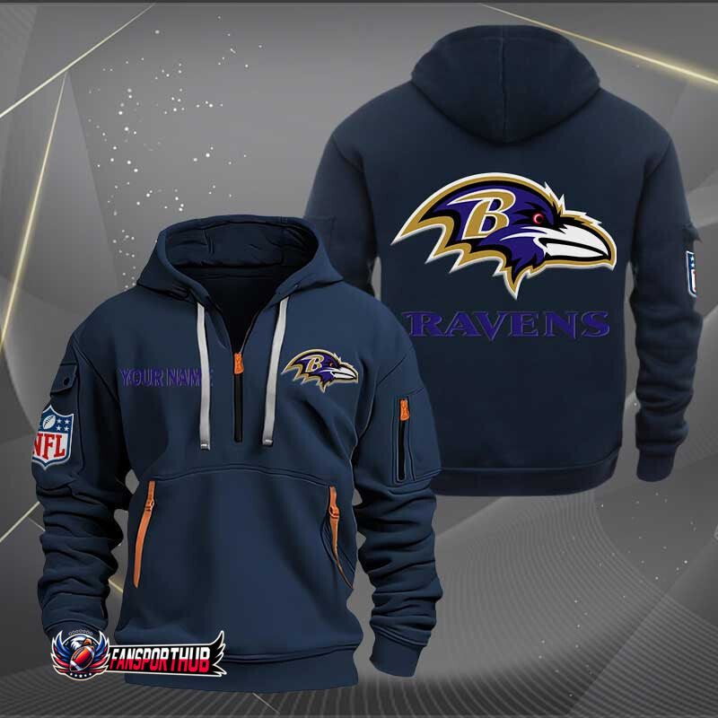 Baltimore Ravens New Personalized Quarter Zip Hoodie Limited Edition AZBTQZH000207