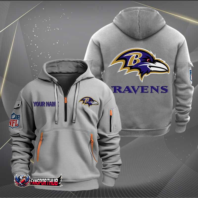 Baltimore Ravens New Personalized Quarter Zip Hoodie Limited Edition AZBTQZH000207