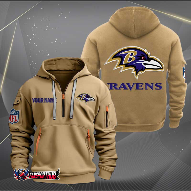 Baltimore Ravens New Personalized Quarter Zip Hoodie Limited Edition AZBTQZH000207