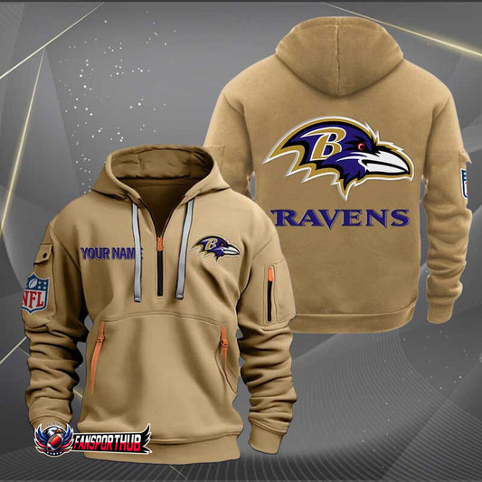 Baltimore Ravens New Personalized Quarter Zip Hoodie Limited Edition AZBTQZH000207
