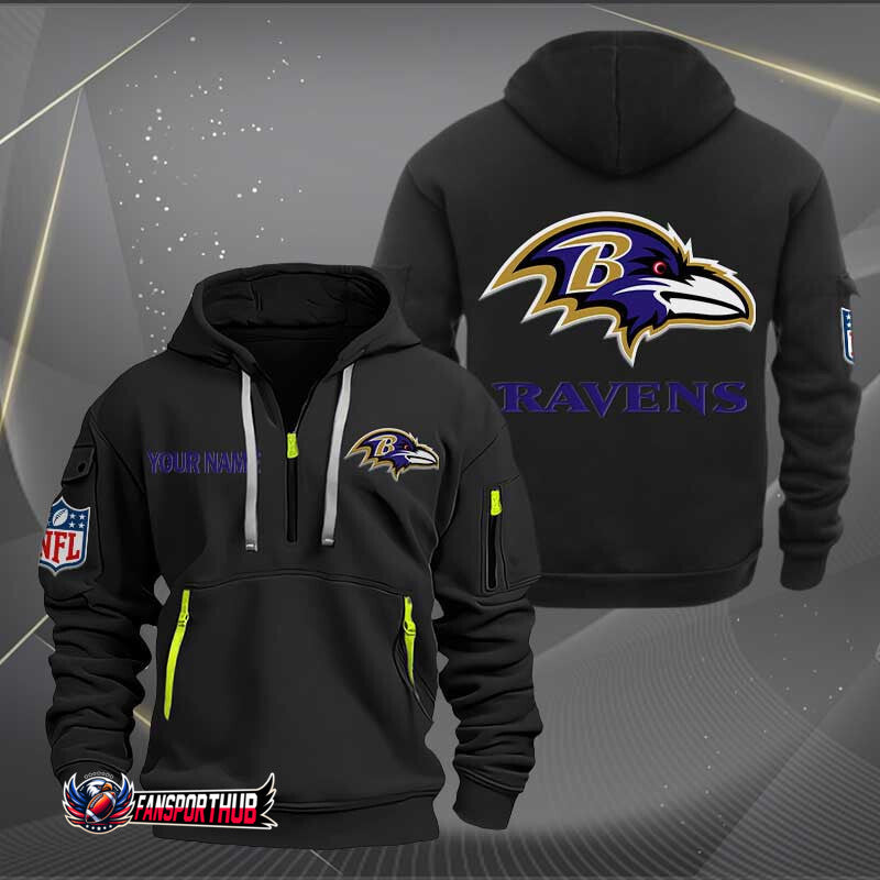 Baltimore Ravens New Personalized Quarter Zip Hoodie Limited Edition AZBTQZH000207