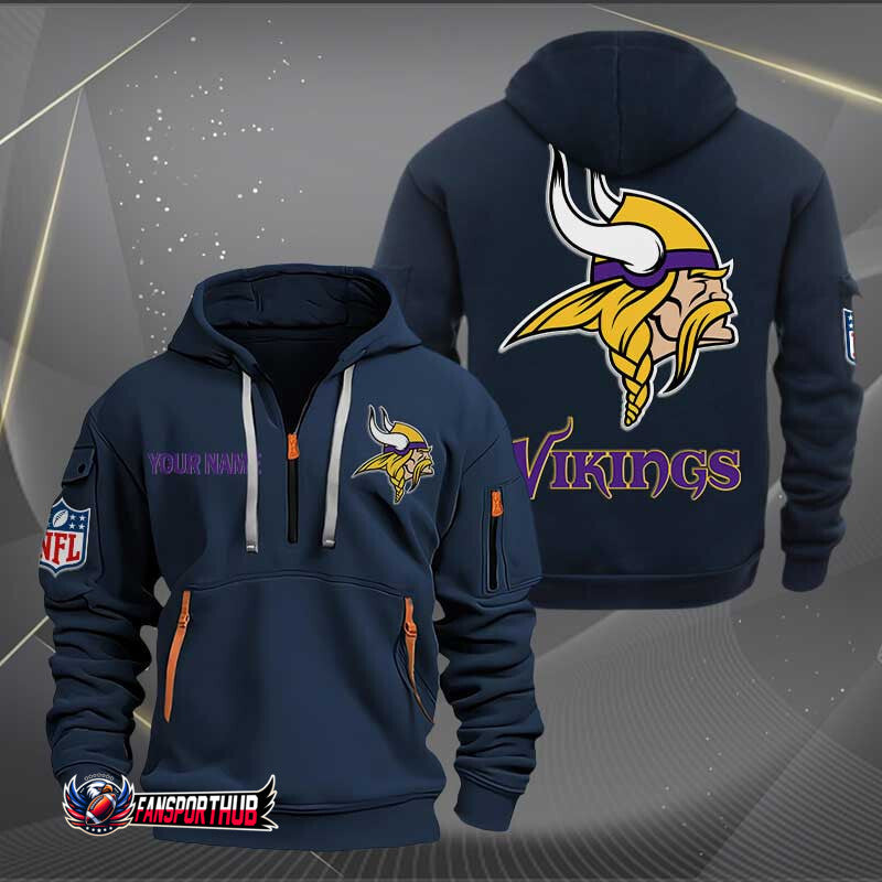 Minnesota Vikings New Personalized Quarter Zip Hoodie Limited Edition AZBTQZH000208