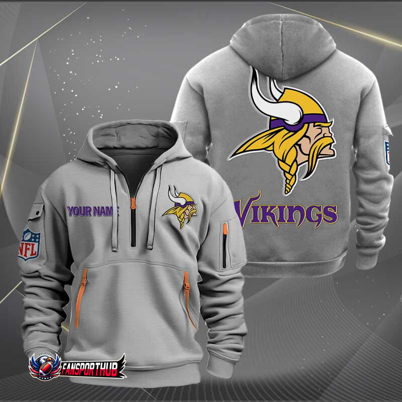 Minnesota Vikings New Personalized Quarter Zip Hoodie Limited Edition AZBTQZH000208